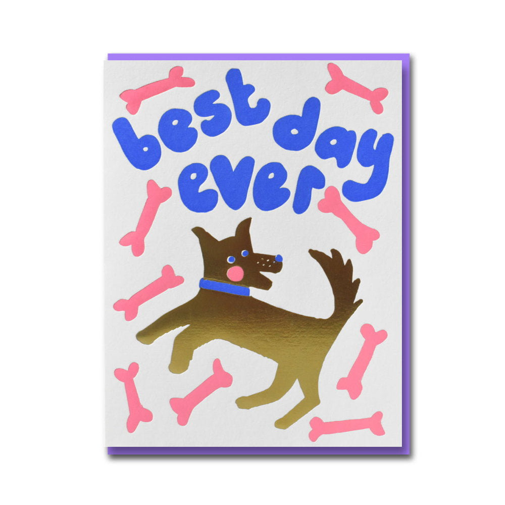 Best day ever dog card with its purple envelope