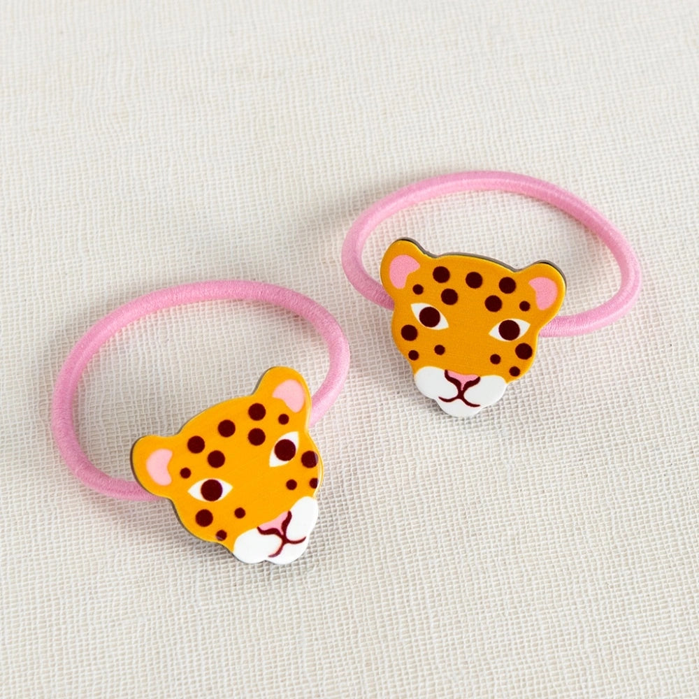 Two pink leopard hair bands