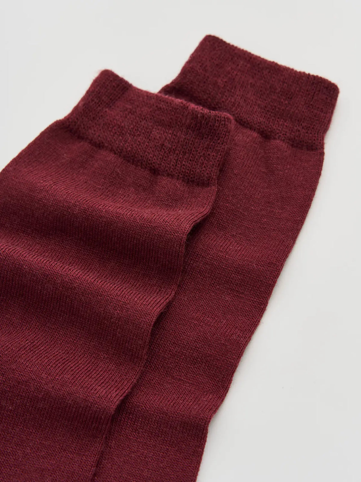 Close-up of the smooth dark plum merino knit