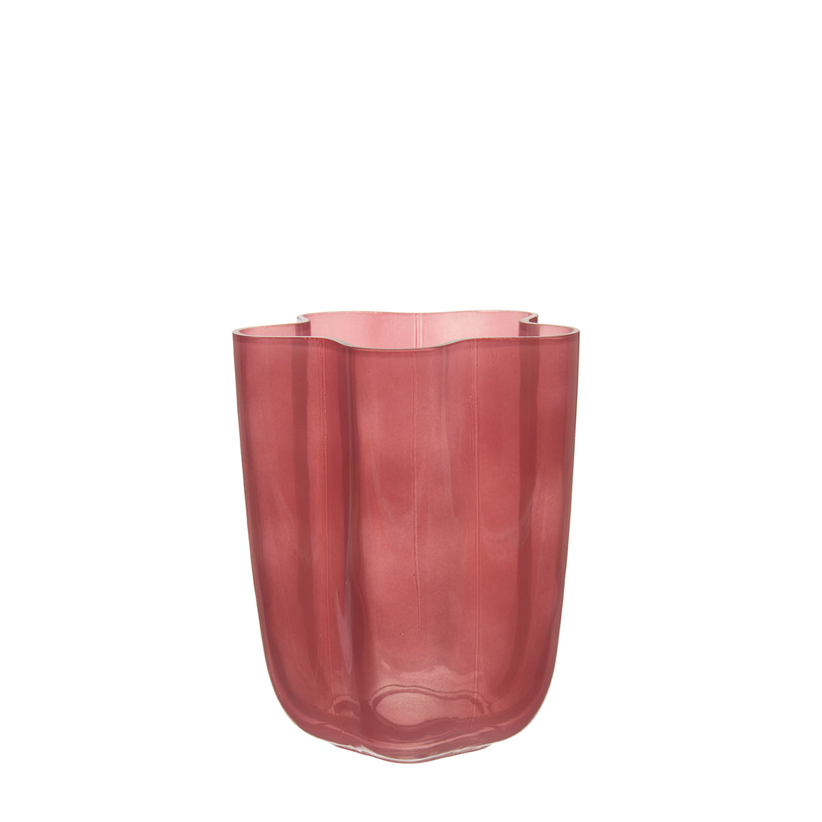 Wikholm pink glass vase with a wavy rim
