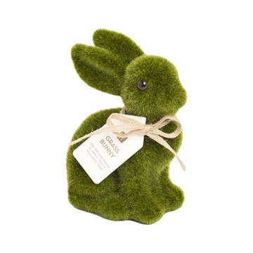 Talking Tables green grass-effect flocked bunny decoration with a twine bow