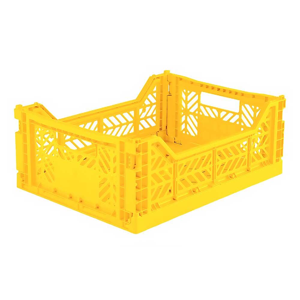 Yellow midi folding storage crate