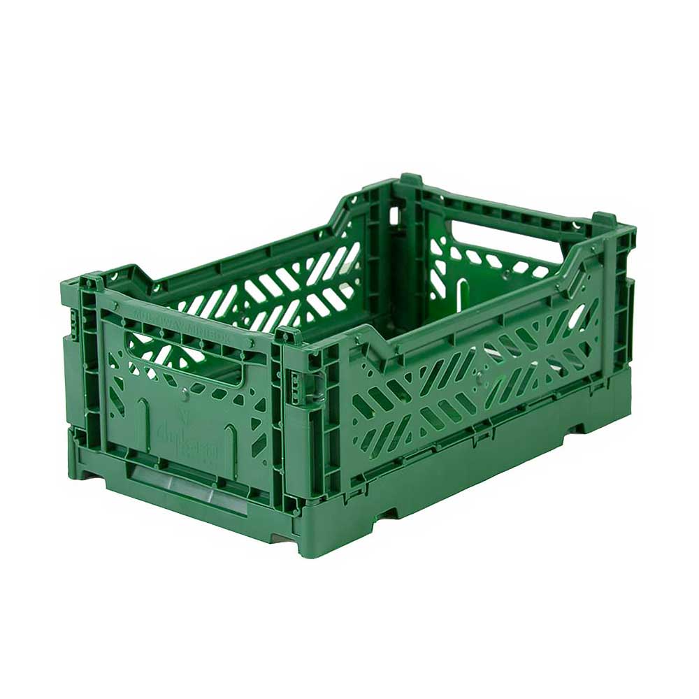 Dark green mini folding storage crate