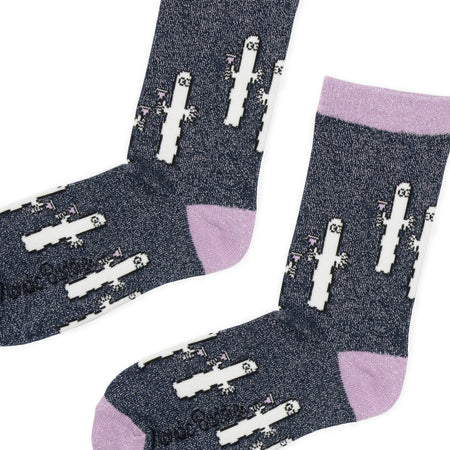 Close-up of the glitter Hattifattener socks