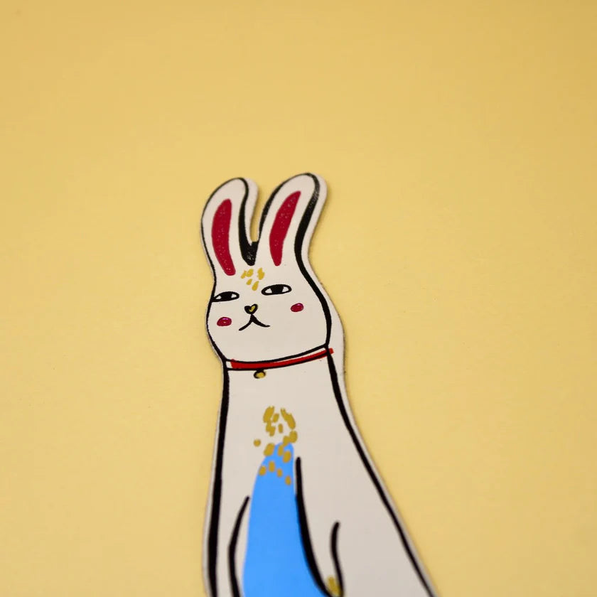 Ark cream bunny bookmark with a red collar