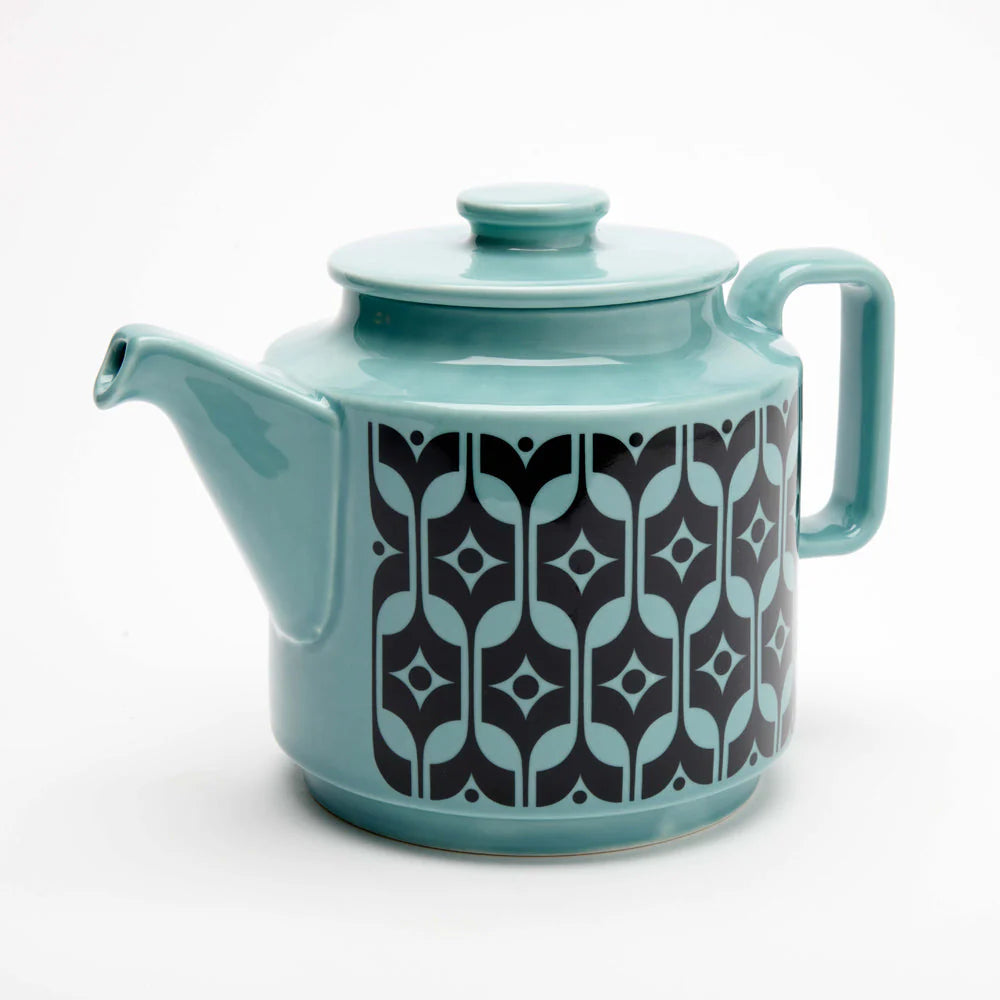 Blue Hornsea teapot from the other side
