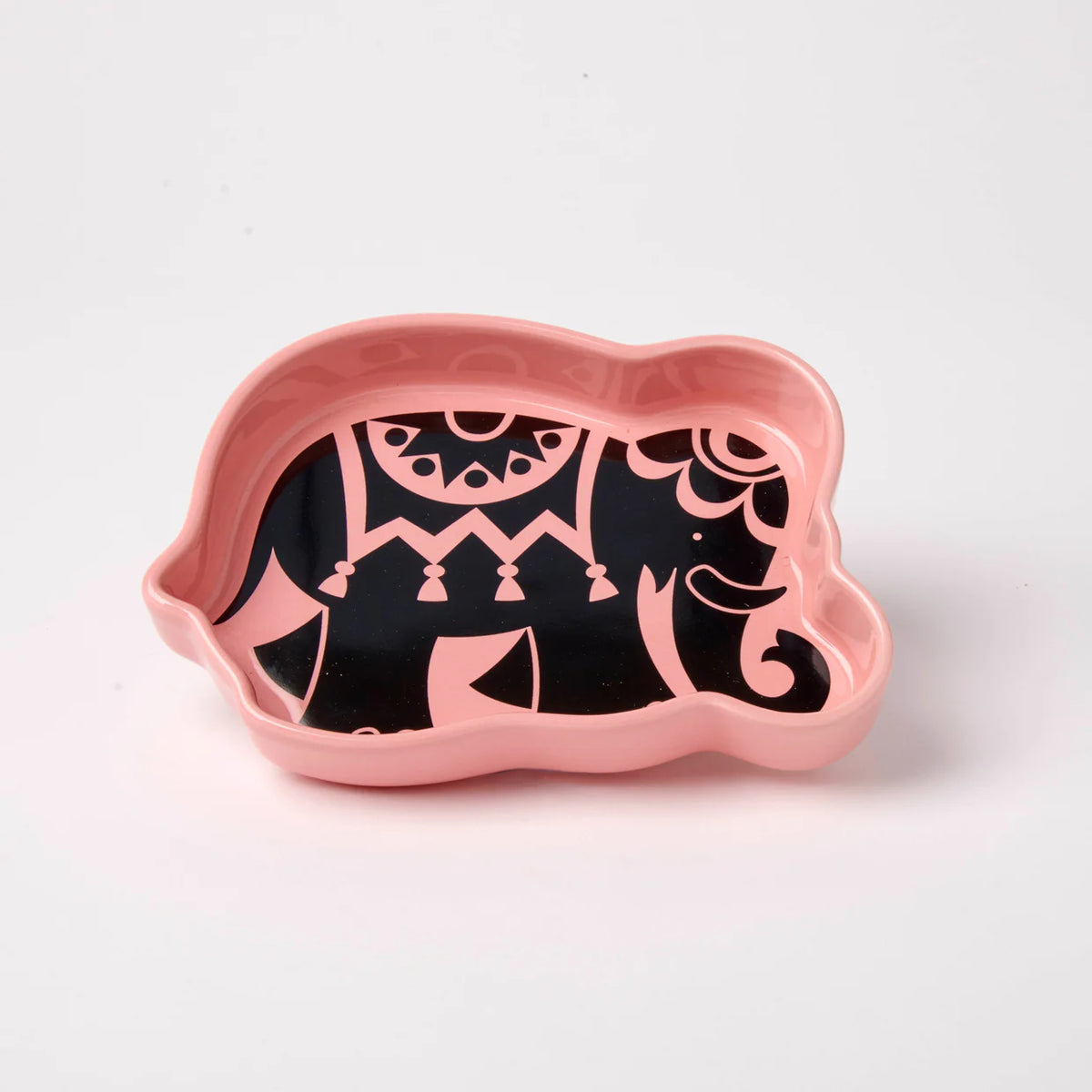 Pink elephant trinket tray, close-up