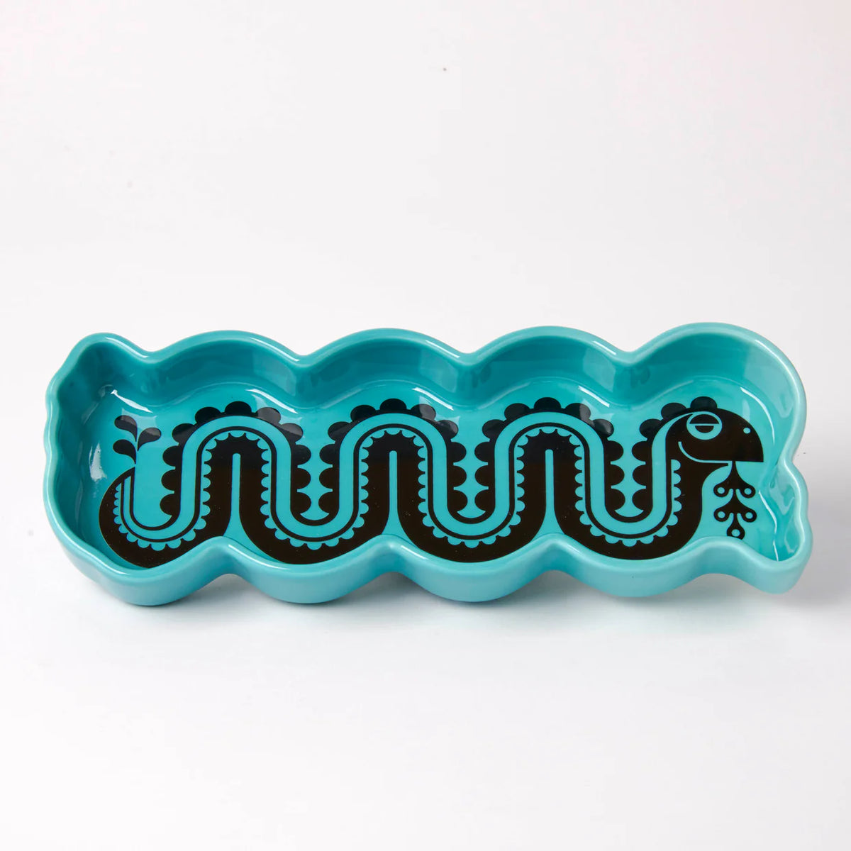 Turquoise Nessie trinket tray, close-up