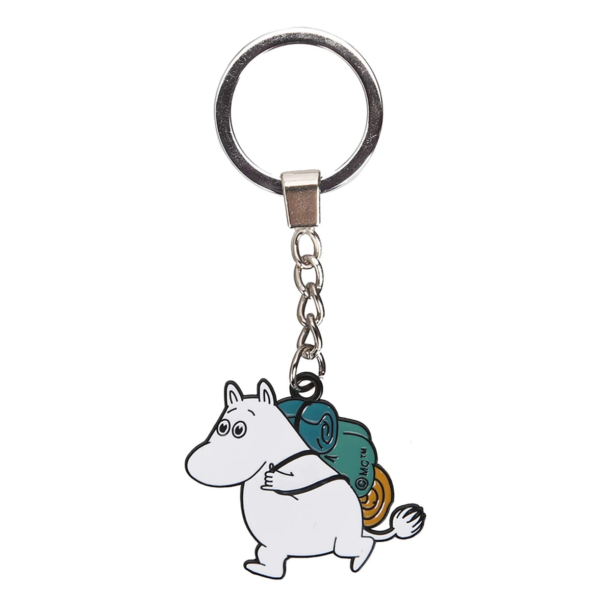 Nordic Buddies metal key ring of Moomintroll with a backpack