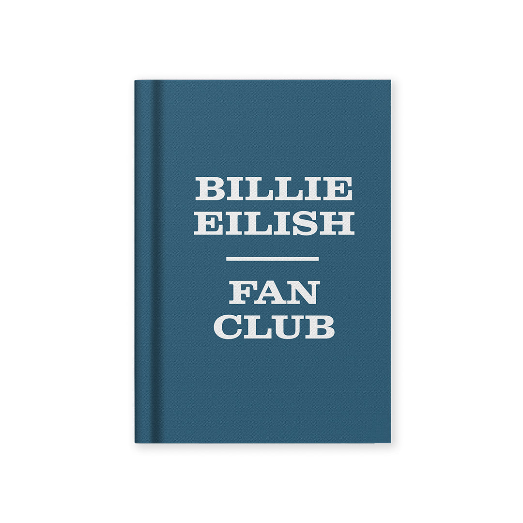 Ohh Deer blue A7 notebook reading 'Billie Eilish fan club'