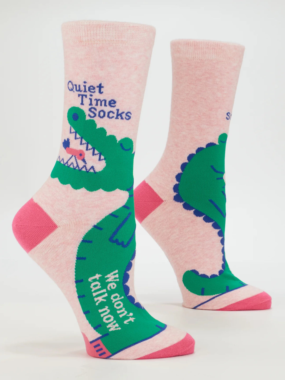 Side view of the Blue Q Quiet Time crocodile socks