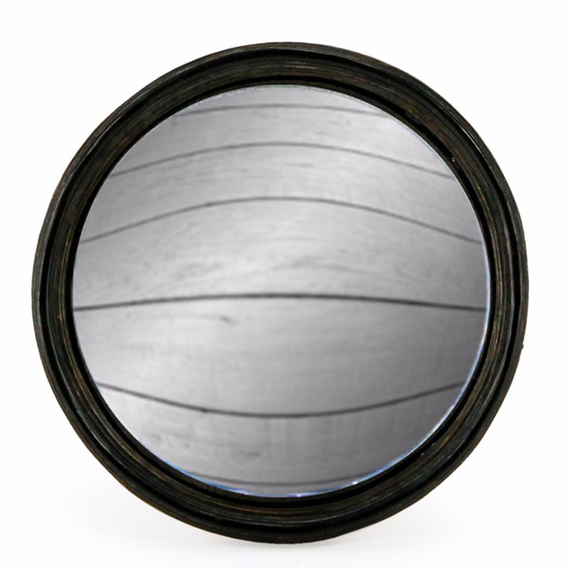 Large round convex mirror with a thin black frame