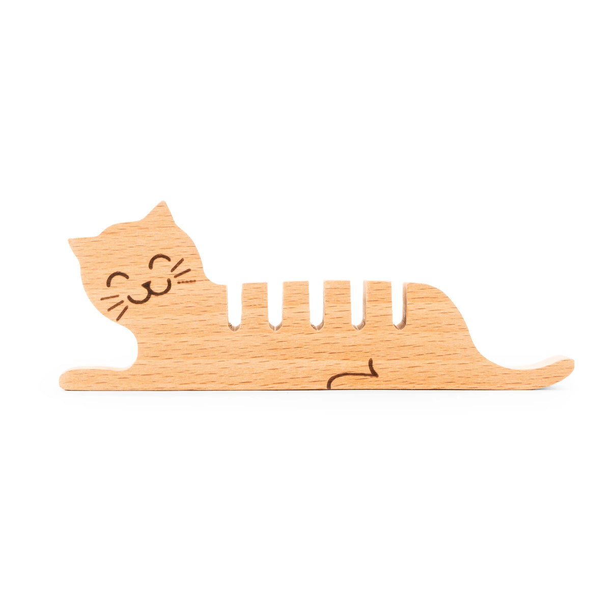 Kikkerland wooden cat-shaped cable organiser