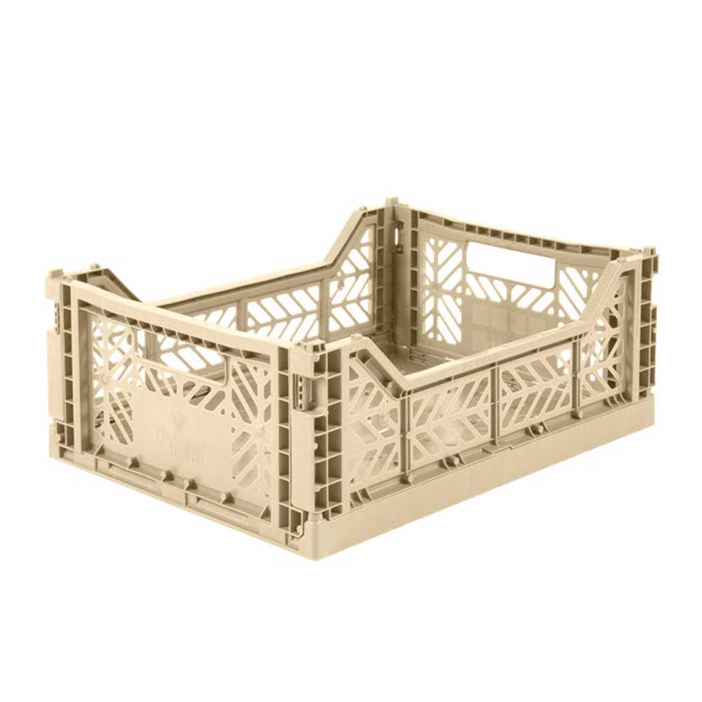 Aykasa midi folding storage crate in boulder beige