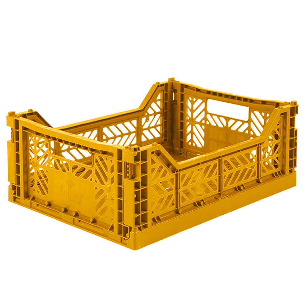 Aykasa midi folding storage crate in golden yellow