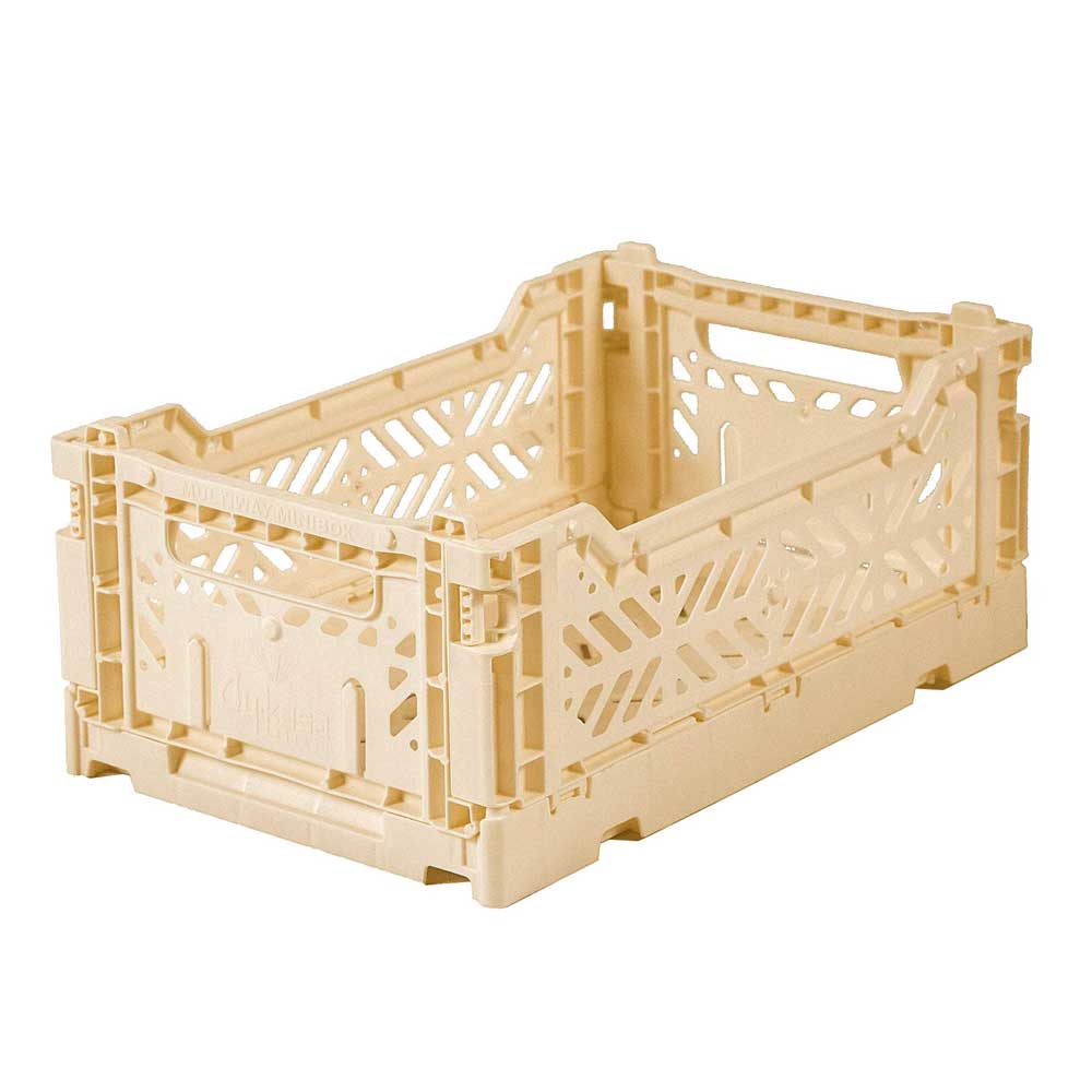 Aykasa mini folding storage crate in boulder beige
