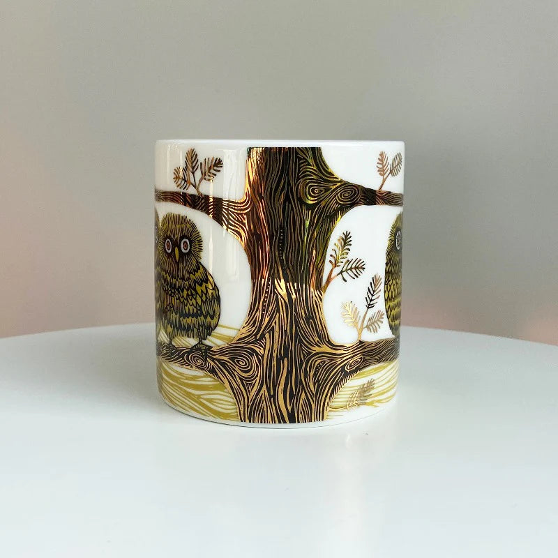 Baby Owls mug from the side, showing the tree