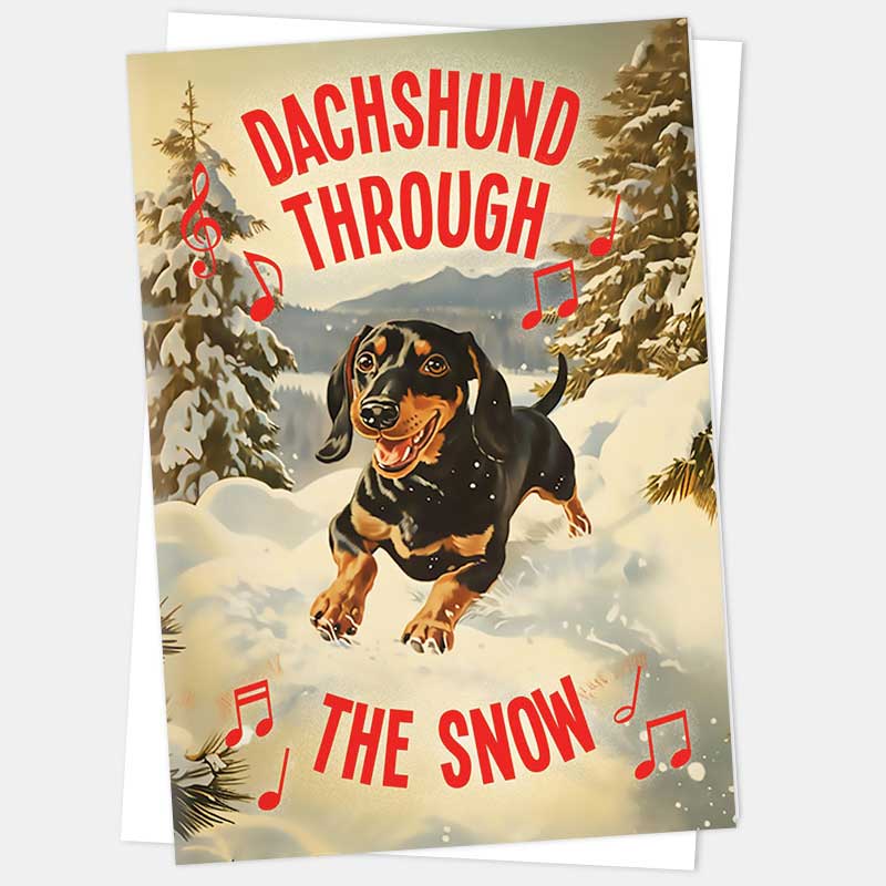 Dachshund through the snow card with its envelope