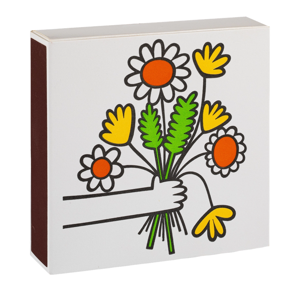 Archivist matches by Jane Foster: a hand holding a bunch of orange and yellow flowers