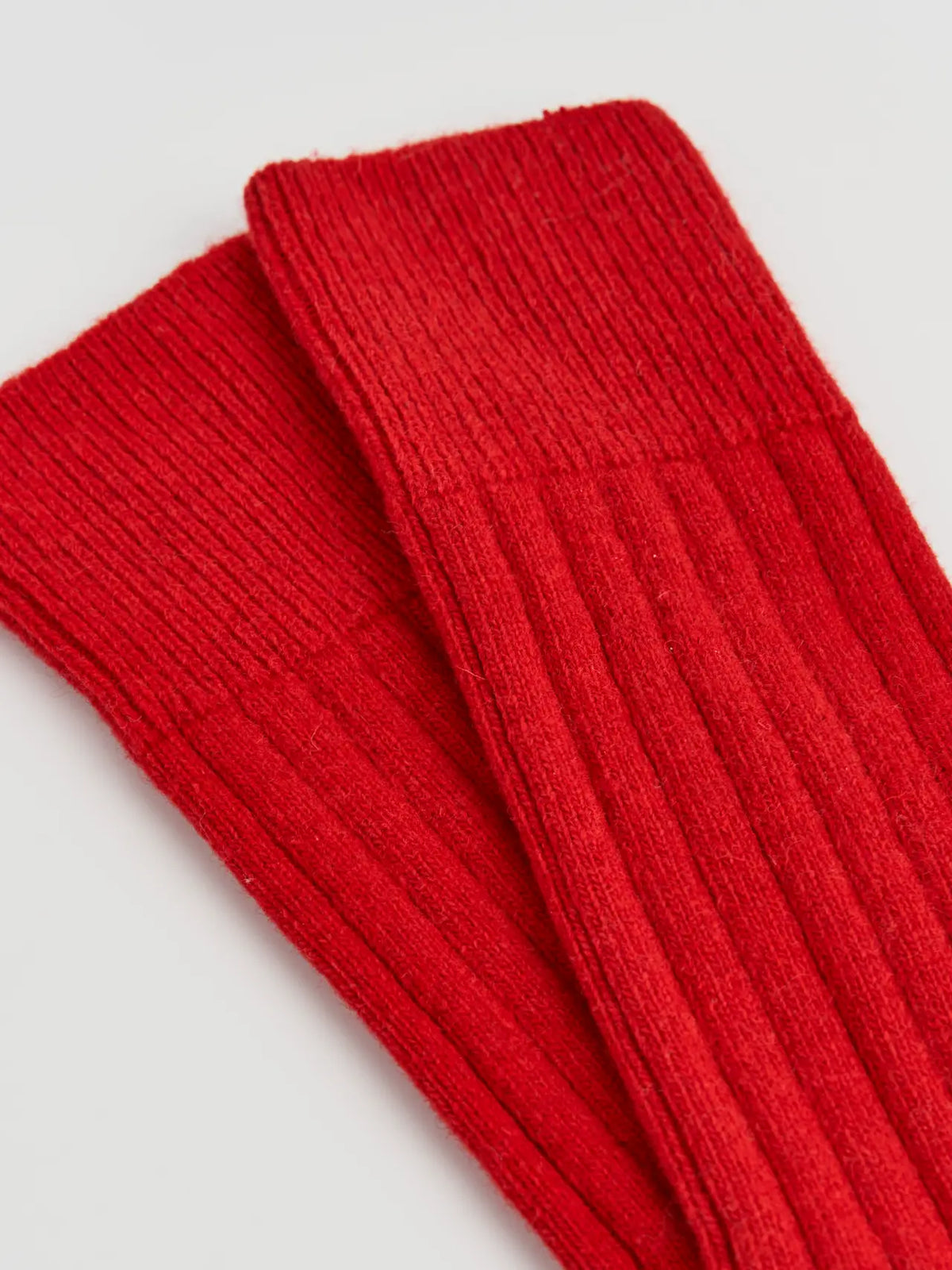 Close-up of the ribbed postbox red merino knit