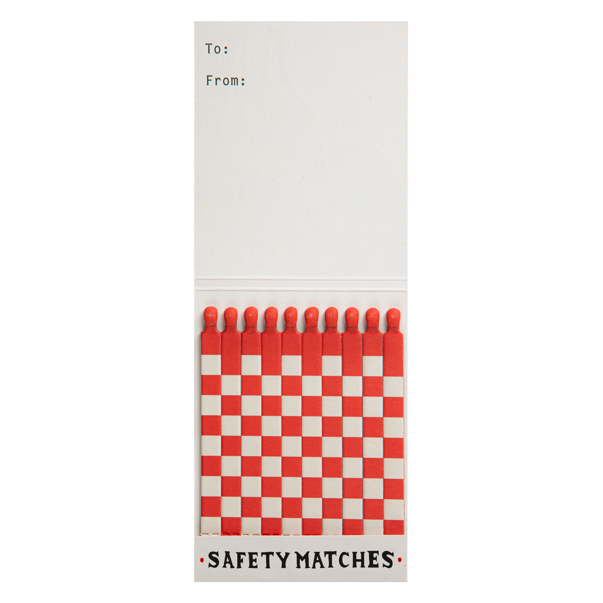 Good Luck match book open with a few red and white matches pulled out