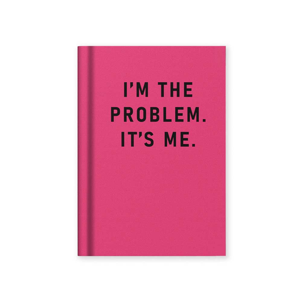 Ohh Deer pink fabric-covered mini notebook reading 'I'm the problem. It's me.'