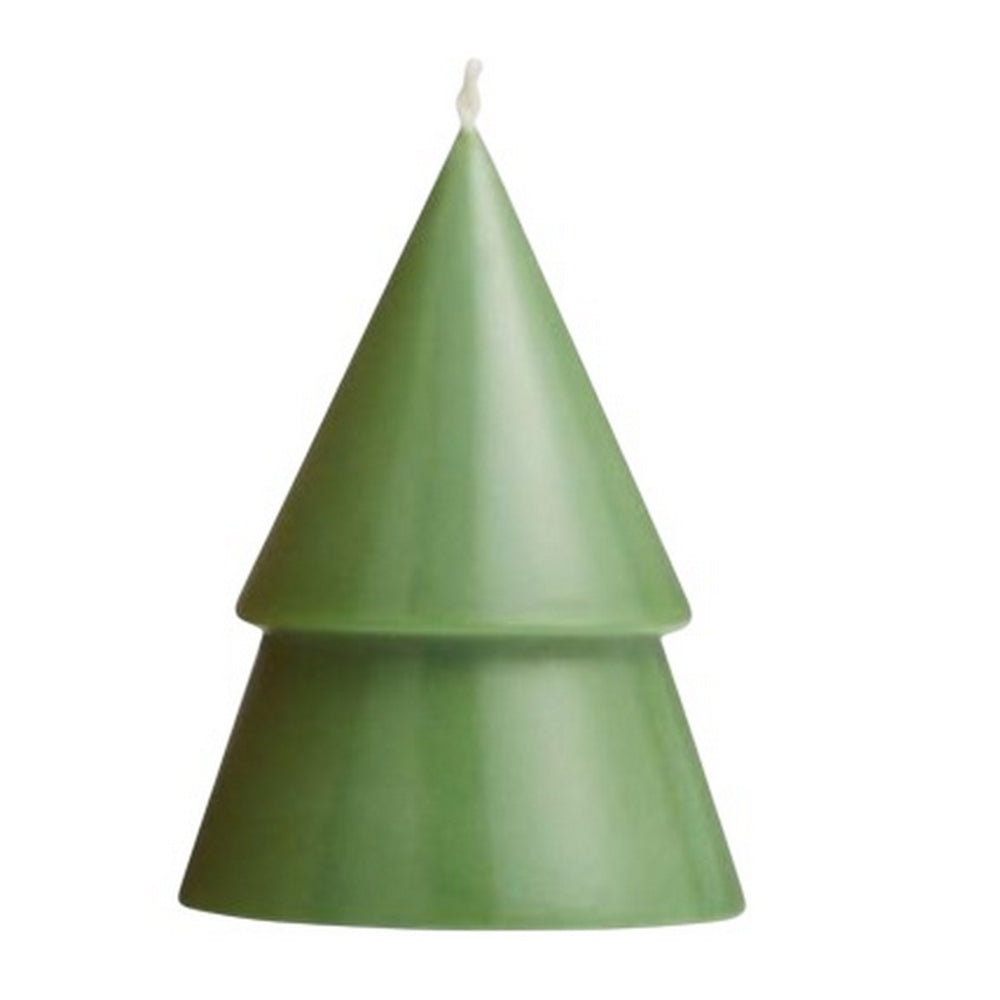 Green cone-shaped Christmas tree candle