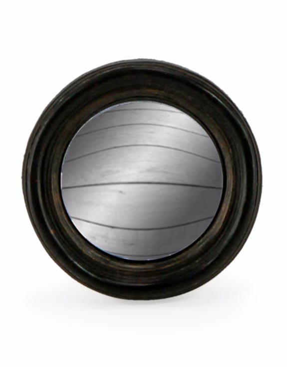 Extra small round convex mirror with a thin black frame