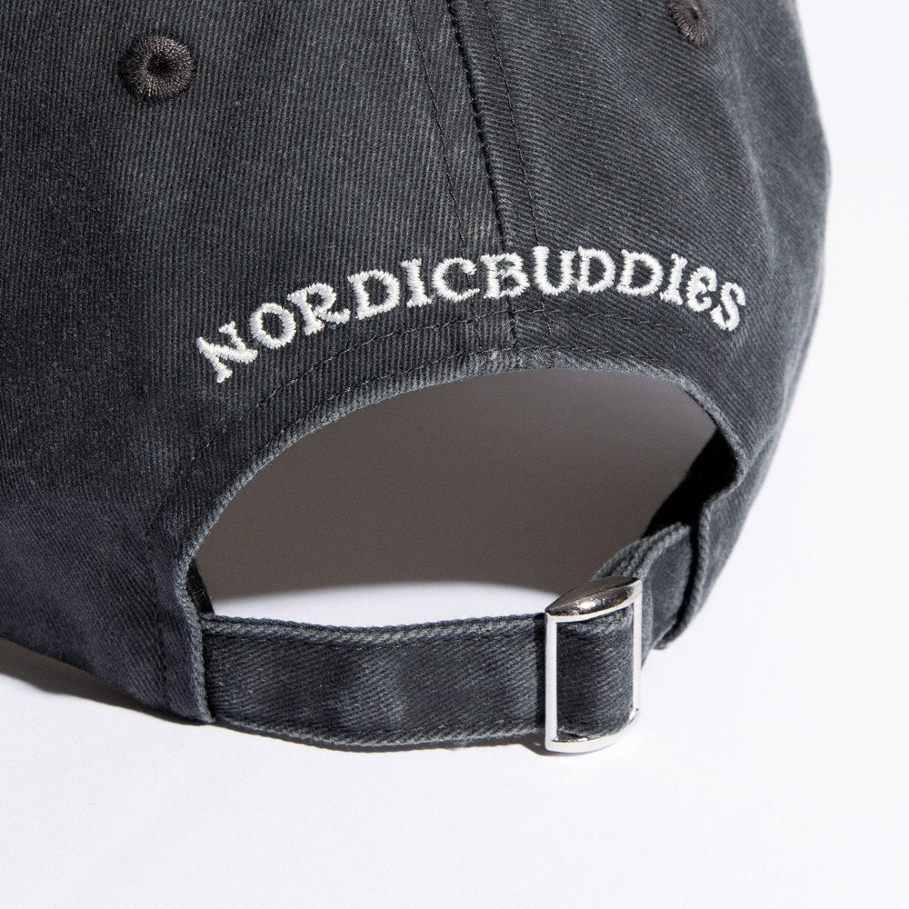 Back of the cap with 'Nordicbuddies' embroidered