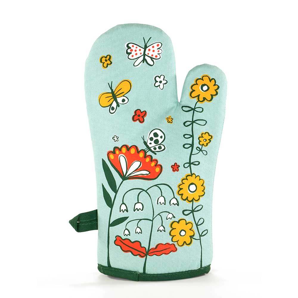 Back of the floral oven mitt
