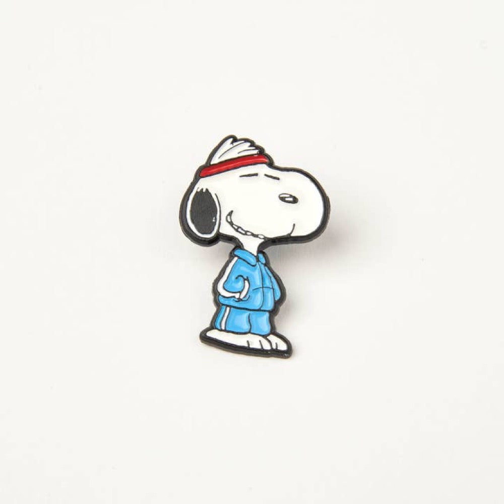 Snoopy Track Star pin, close-up