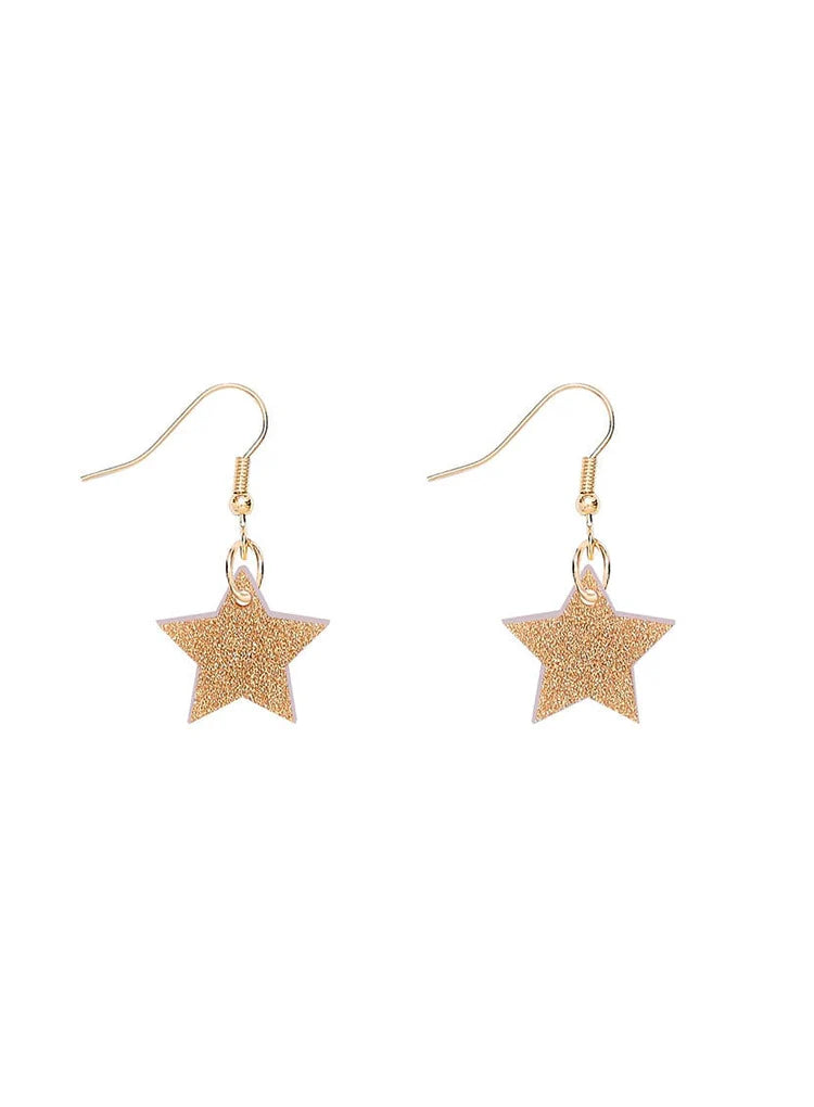 Tatty Devine gold glitter star charm earrings