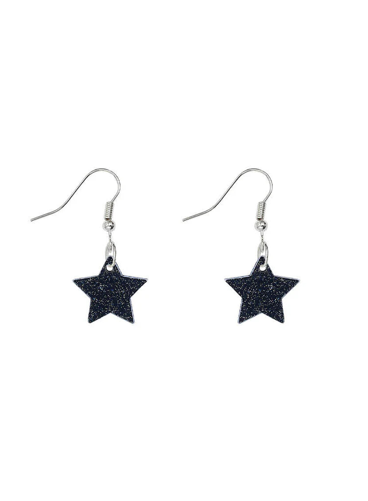 Tatty Devine black glitter star charm earrings