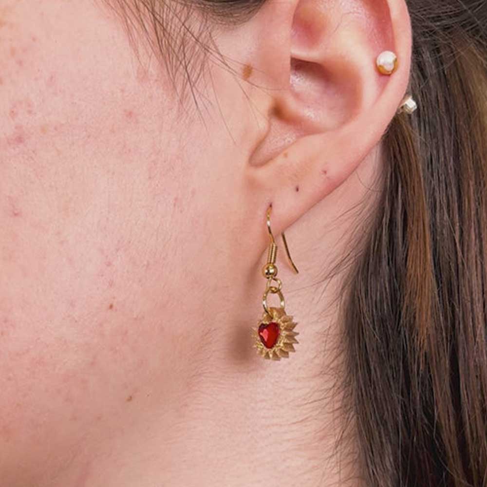 Mini immaculate heart earring worn