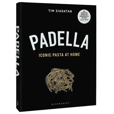 Padella: Iconic Pasta at Home by Tim Siadatan: black cover with a gold tangle of pasta