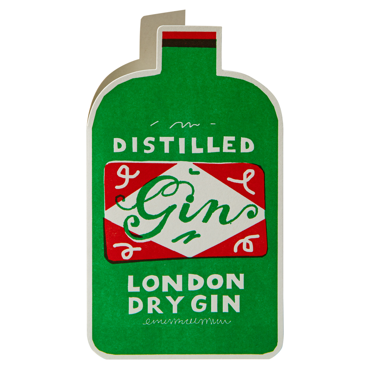 Gin bottle card standing up