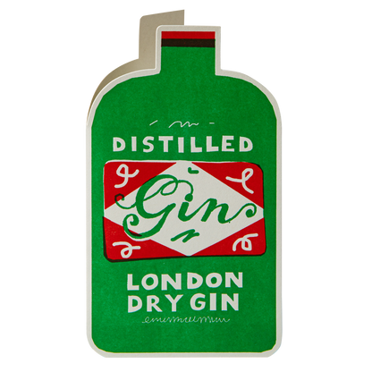 Gin bottle card standing up