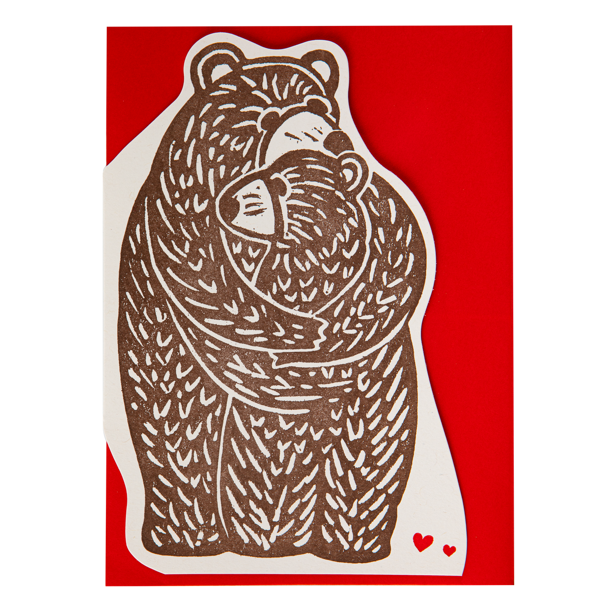 Bear hug cut-out card with its red envelope