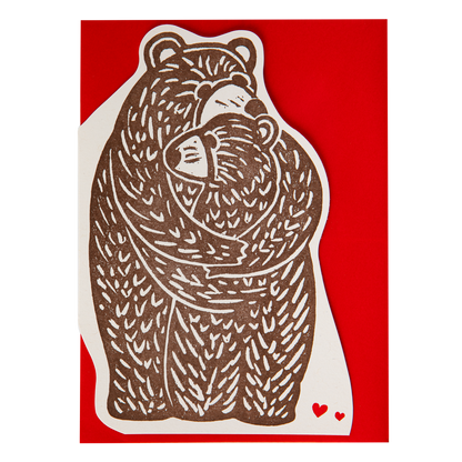 Bear hug cut-out card with its red envelope