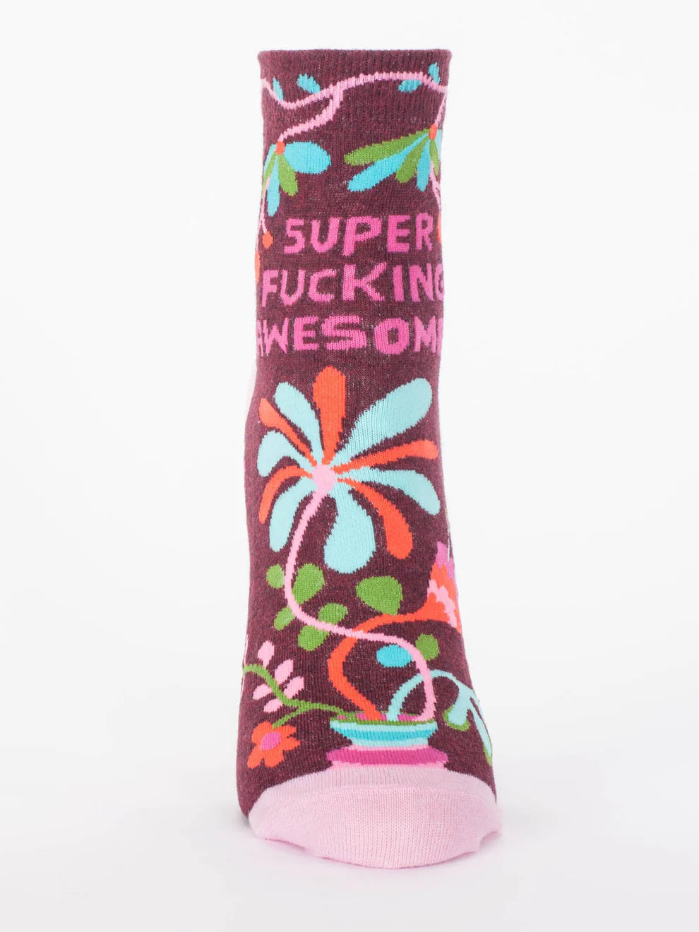 Burgundy women's ankle socks with bright flowers: Super fucking awesome