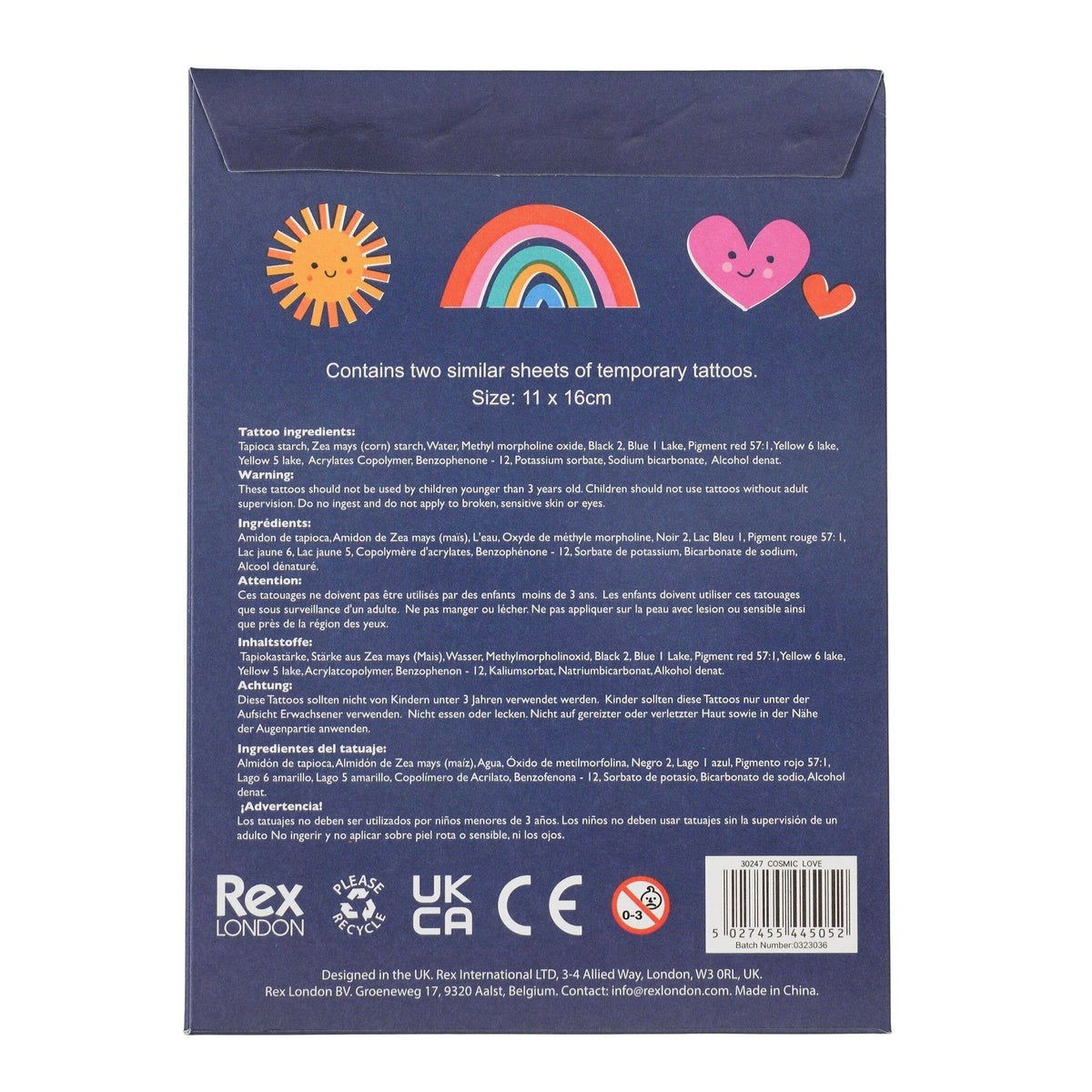 Back of the Cosmic Love tattoo pack