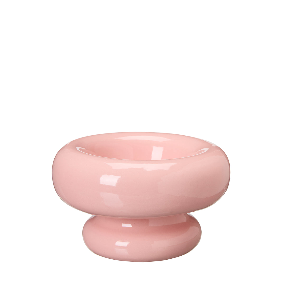 Wikholm pink glazed ceramic saucer on a short foot