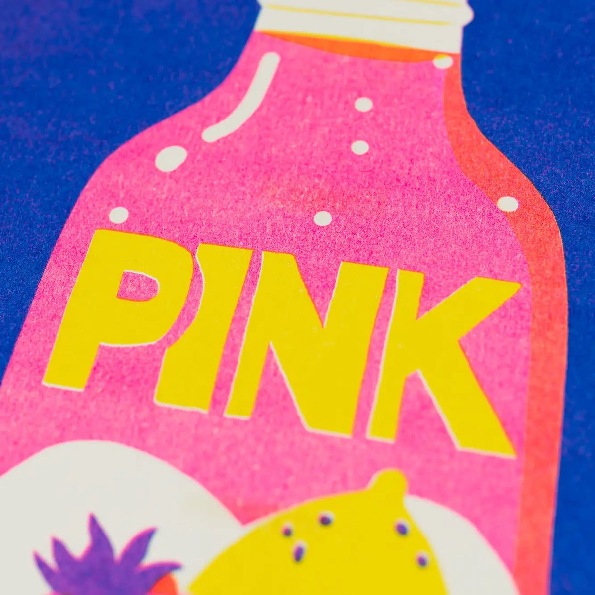 Close-up of 'Pink' on the bottle