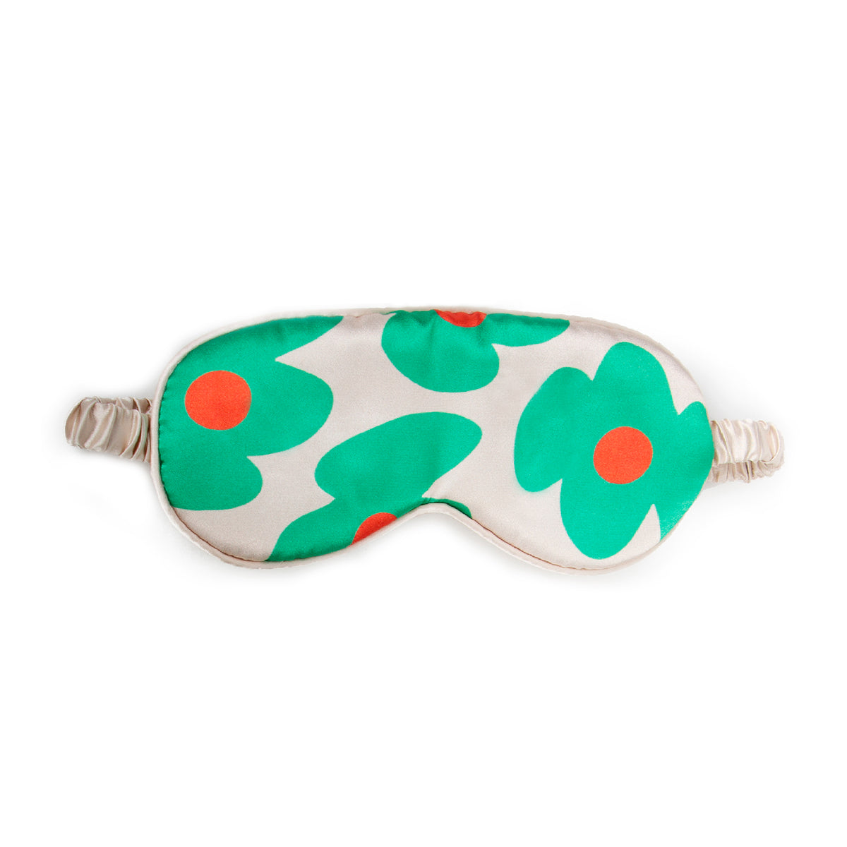 Helio Ferretti sleep mask with green and orange flowers on cream