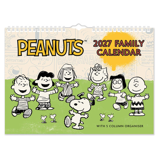 Peanuts 2027 A4 family calendar with the gang: with 5 column organiser