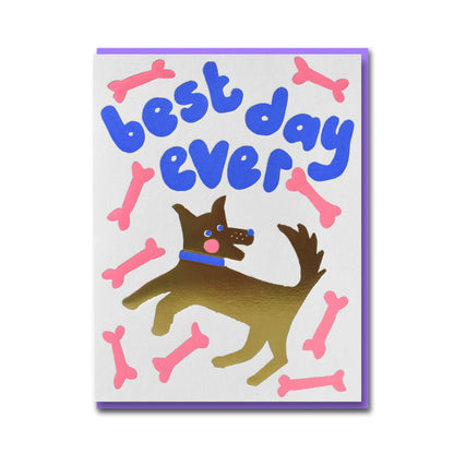 Best day ever dog card with its purple envelope