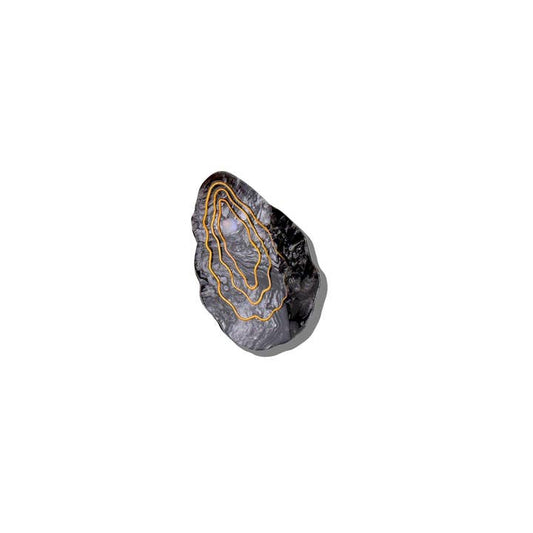 Solar Eclipse oyster shell claw clip in dark iridescent grey with gold detail
