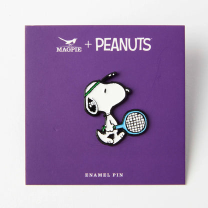 Snoopy tennis pin on its purple Magpie x Peanuts card