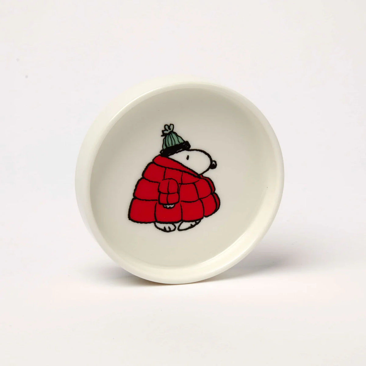 Round Snoopy puffer coat trinket dish