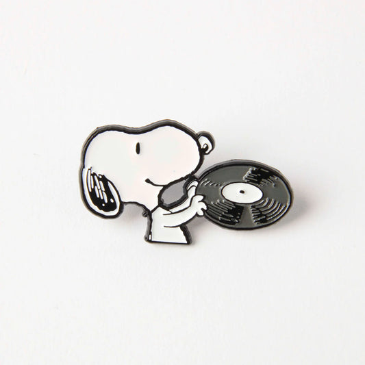 Peanuts Music Is Life enamel pin: Snoopy holding a vinyl record